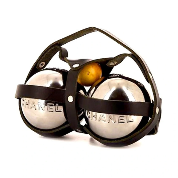 💯 Chanel pétanque set limited edition in chromed steel and black leather chic - Picture 5 of 16
